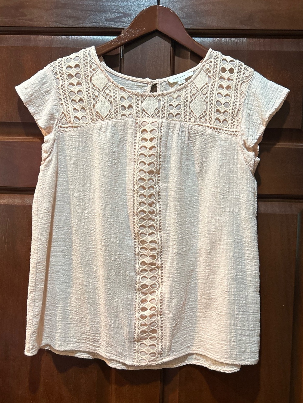 Reborn J Blush Crochet Lace Gauze Cotton Boho Blouse Size L - Picture 6 of 7